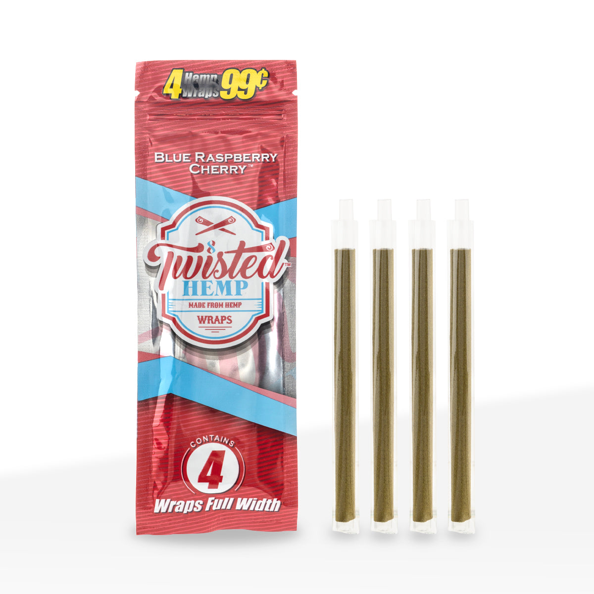 Twisted Hemp™ | Blunt Wraps | 100mm - Blue Raspberry Cherry - 15 Count Hemp Wraps Twisted Hemp