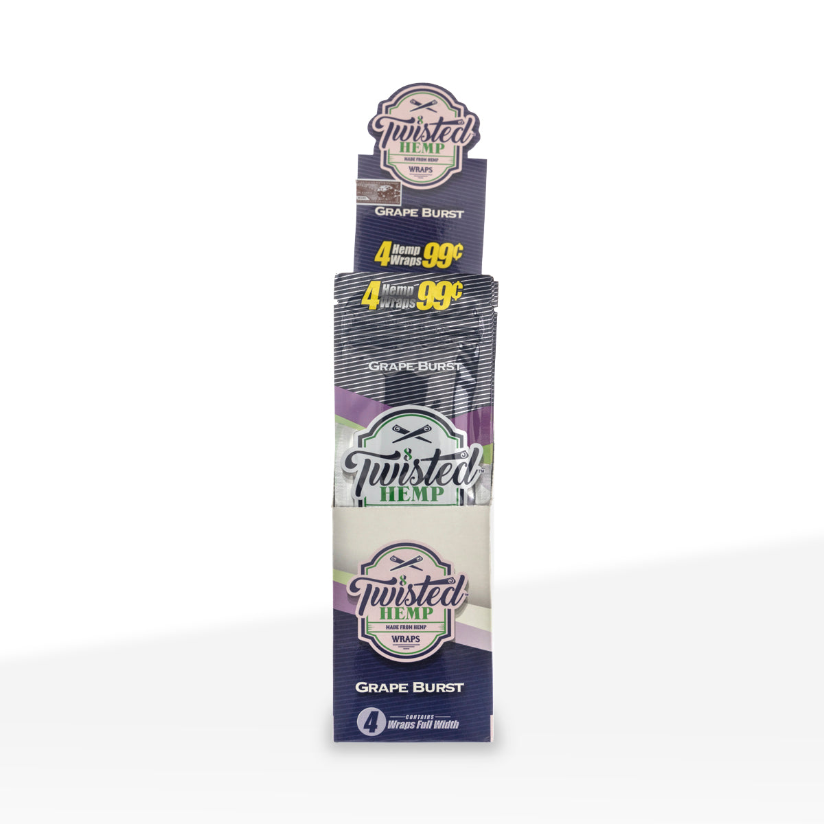 Twisted Hemp™ | Blunt Wraps | 100mm - Grape Burst - 15 Count Hemp Wraps Twisted Hemp