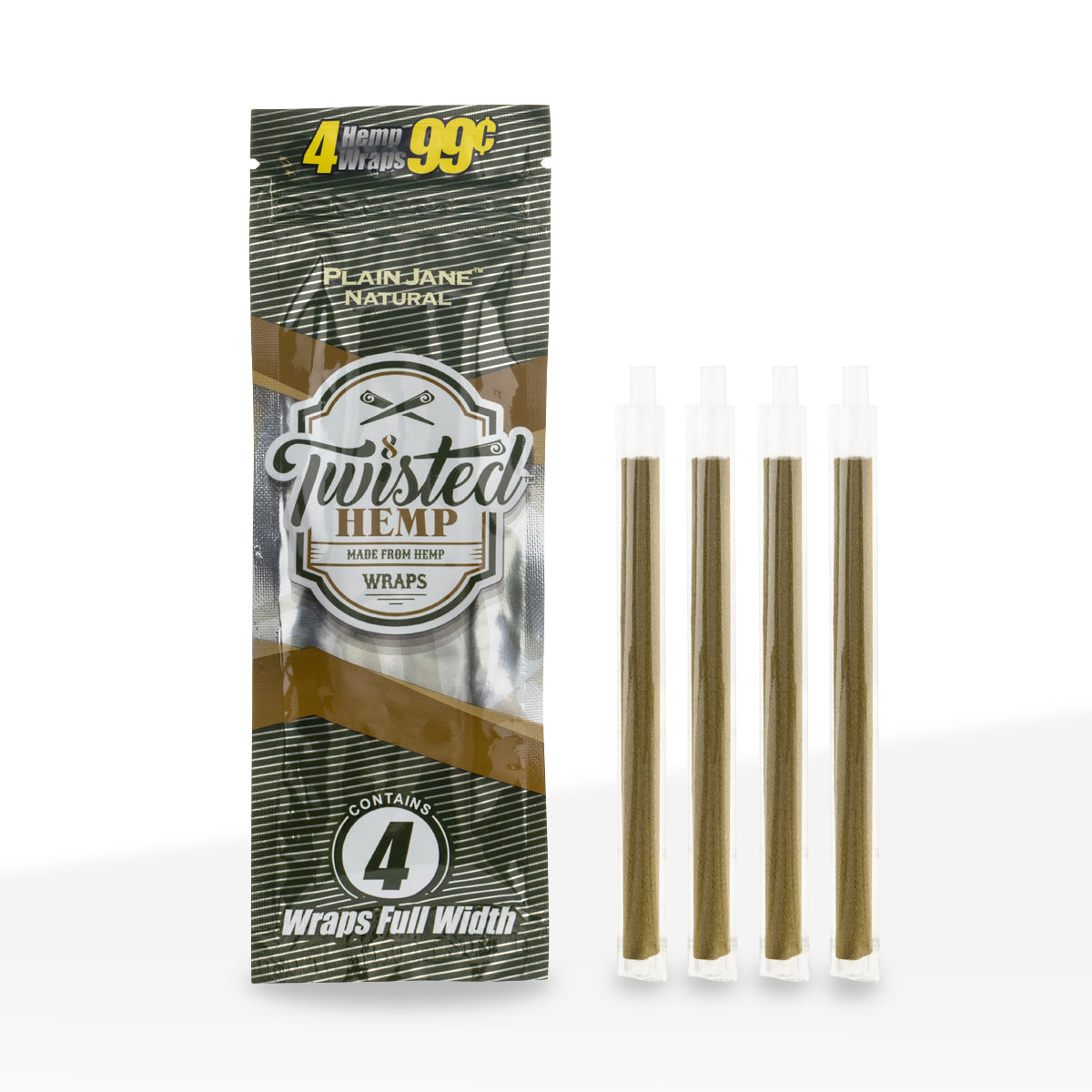 Twisted Hemp™ | Blunt Wraps | 100mm - Plain Jane - 15 Count Hemp Wraps Twisted Hemp