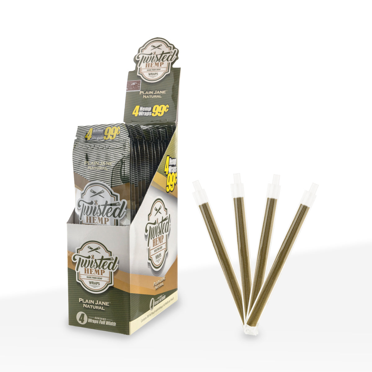 Twisted Hemp™ | Blunt Wraps | 100mm - Plain Jane - 15 Count Hemp Wraps Twisted Hemp