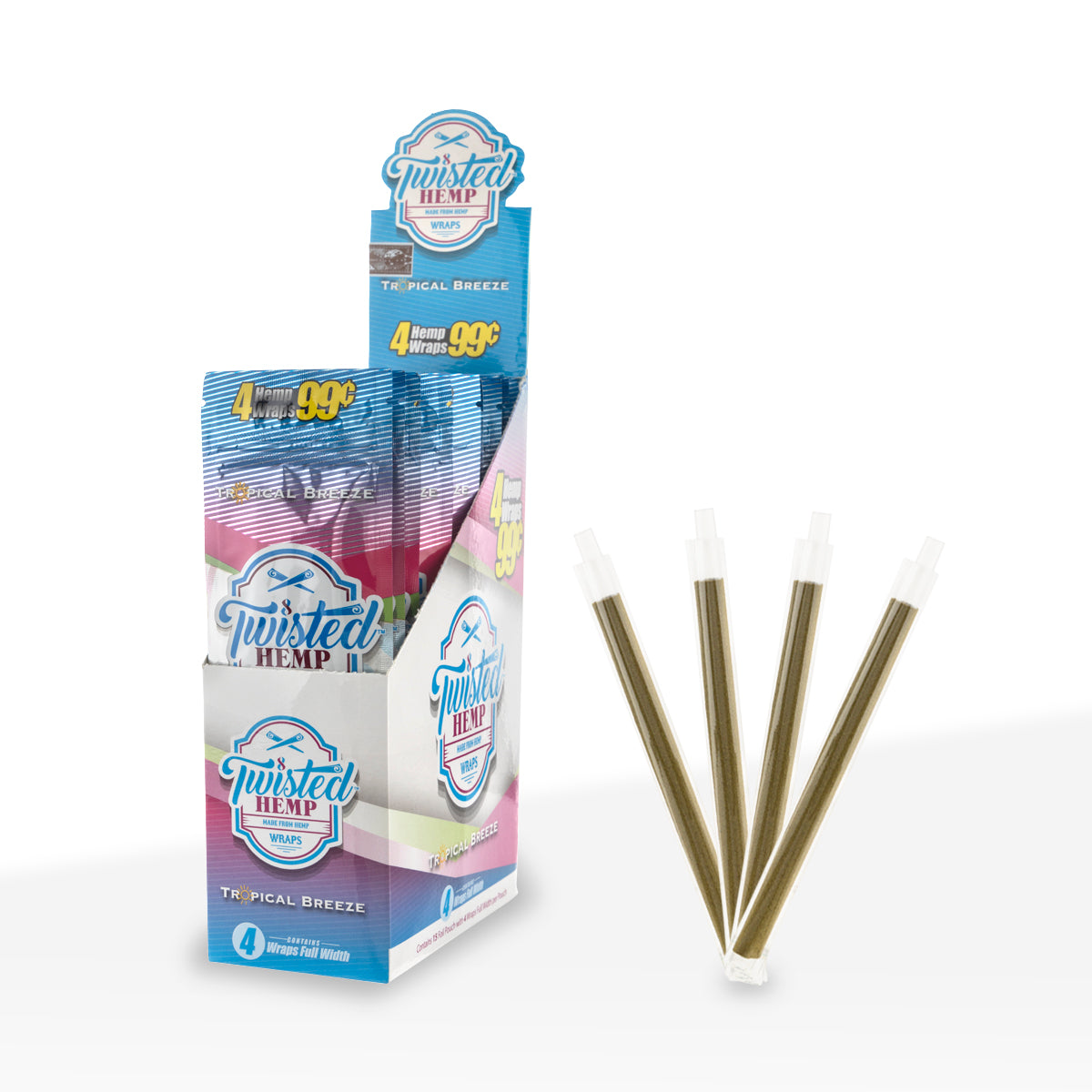 Twisted Hemp™ | Blunt Wraps | 100mm - Tropical Breeze - 15 Count Hemp Wraps Twisted Hemp