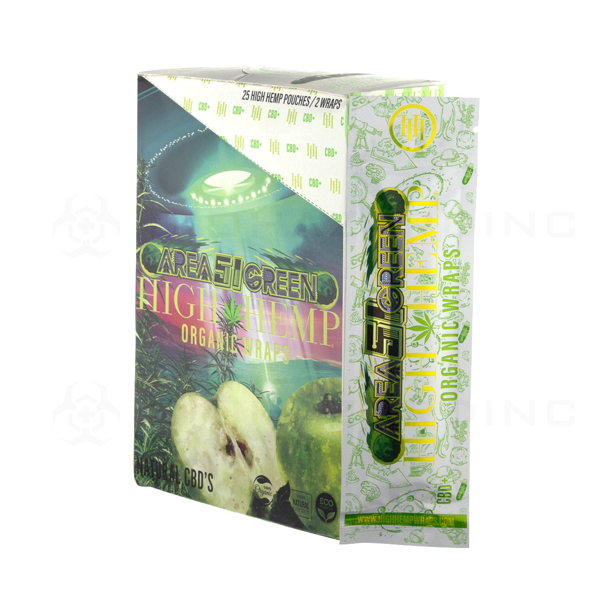 High Hemp | Organic Hemp Blunt Wraps | 100mm - Area 51 Green - 25 Count Hemp Wraps High Hemp