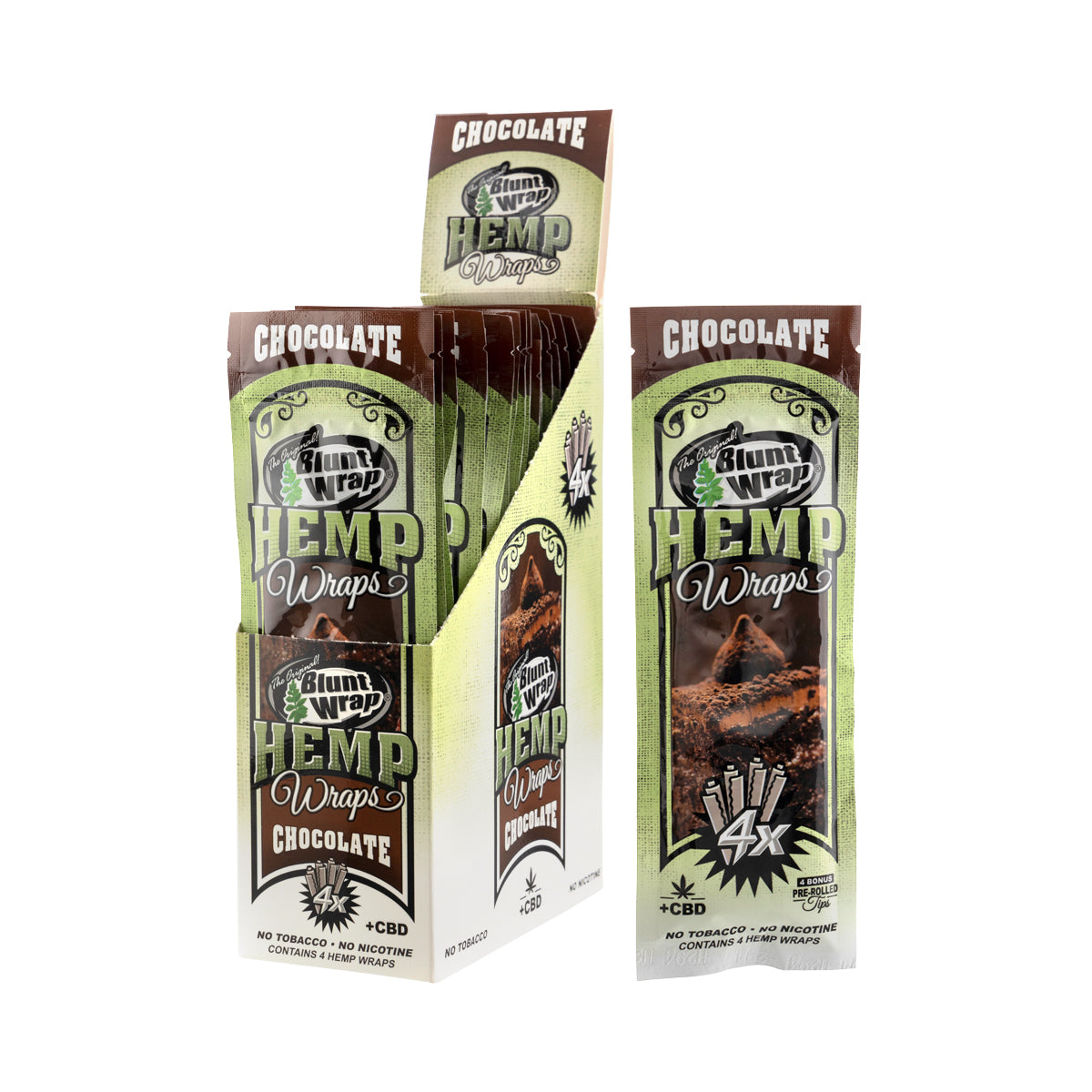Original Blunt Wrap | 'Retail Display' Hemp Wrap | 105mm - Various Flavors - 15 Count Hemp Wraps Original Blunt Wrap Chocolate