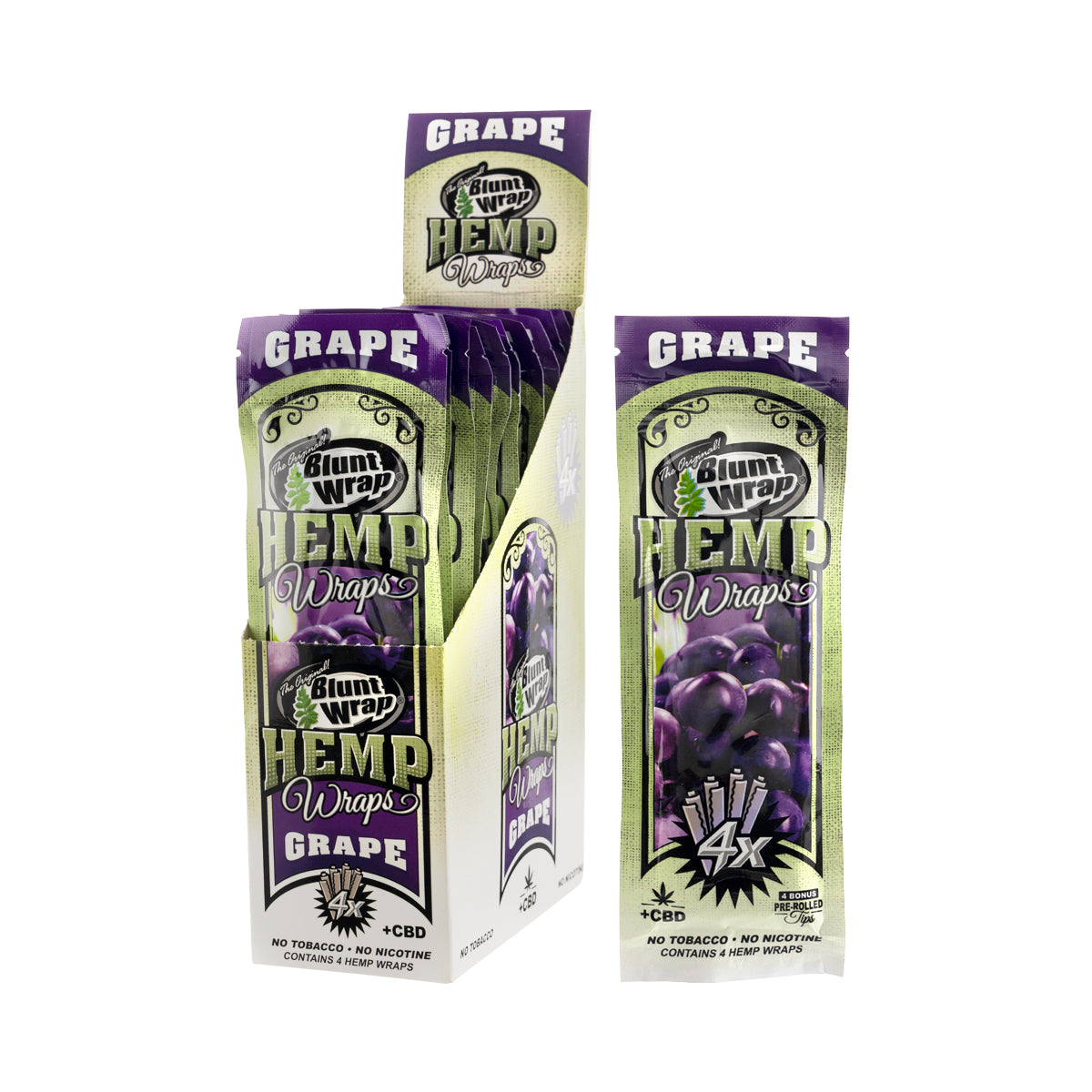 Original Blunt Wrap | 'Retail Display' Hemp Wrap | 105mm - Various Flavors - 15 Count Hemp Wraps Original Blunt Wrap Grape
