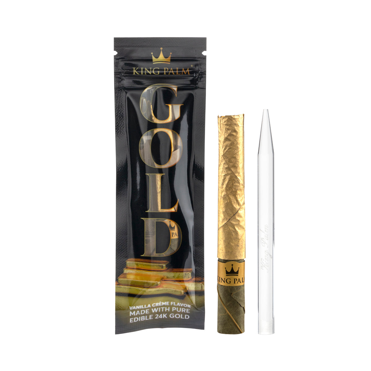 King Palm™ | 24k Gold Mini - Vanilla Crème | Single Pack 15 CT Palm Pre Rolled Wraps King Palm