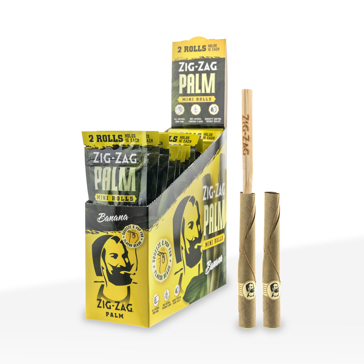 Zig-Zag® | Palm Mini Rolls | 2 pack - 15 Count Palm Pre Rolled Wraps Zig Zag Banana