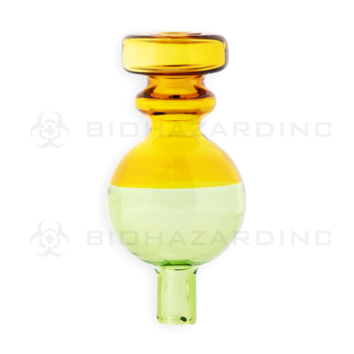Carb Cap | Two Tone Glass Directional Bubble Carb Cap | Green & Amber Carb Cap Biohazard Inc