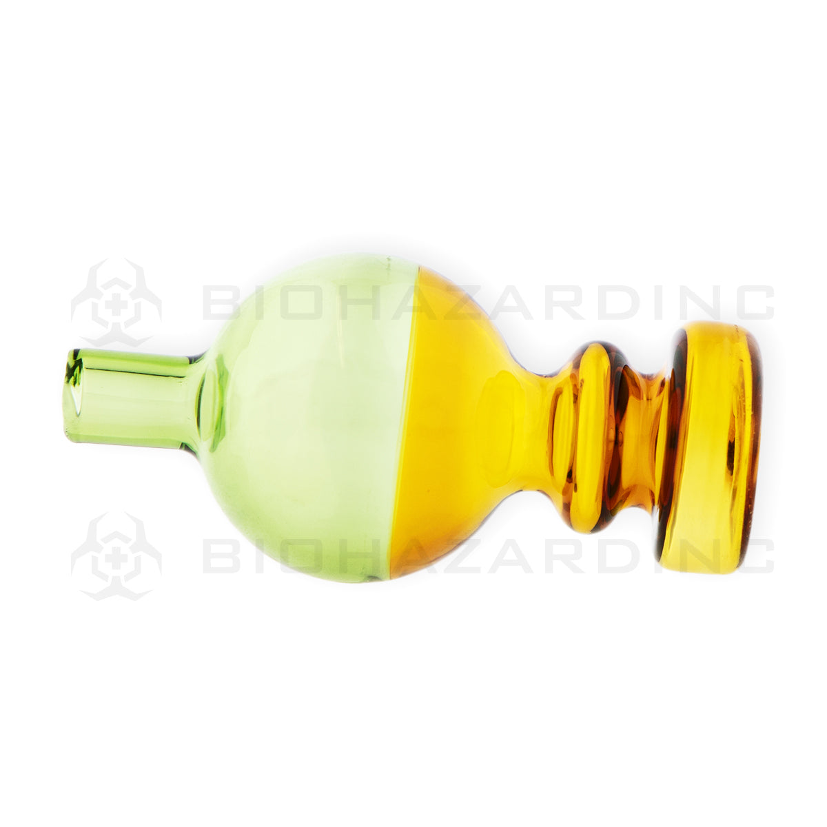 Carb Cap | Two Tone Glass Directional Bubble Carb Cap | Green & Amber Carb Cap Biohazard Inc   
