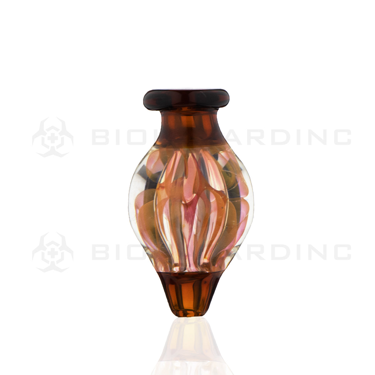 Carb Cap | Snaked Glass Round Directional Carb Cap | Various Colors Carb Cap Biohazard Inc Amber