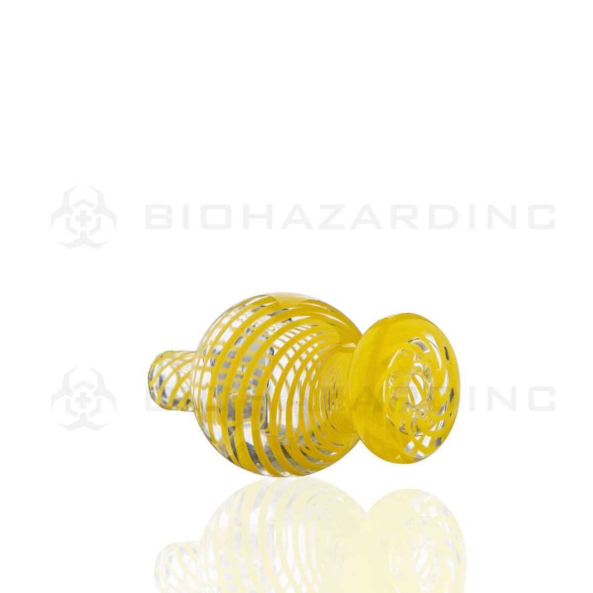 Carb Cap | Spiral Swirl Yellow Glass Bubble Carb Cap Biohazard Inc