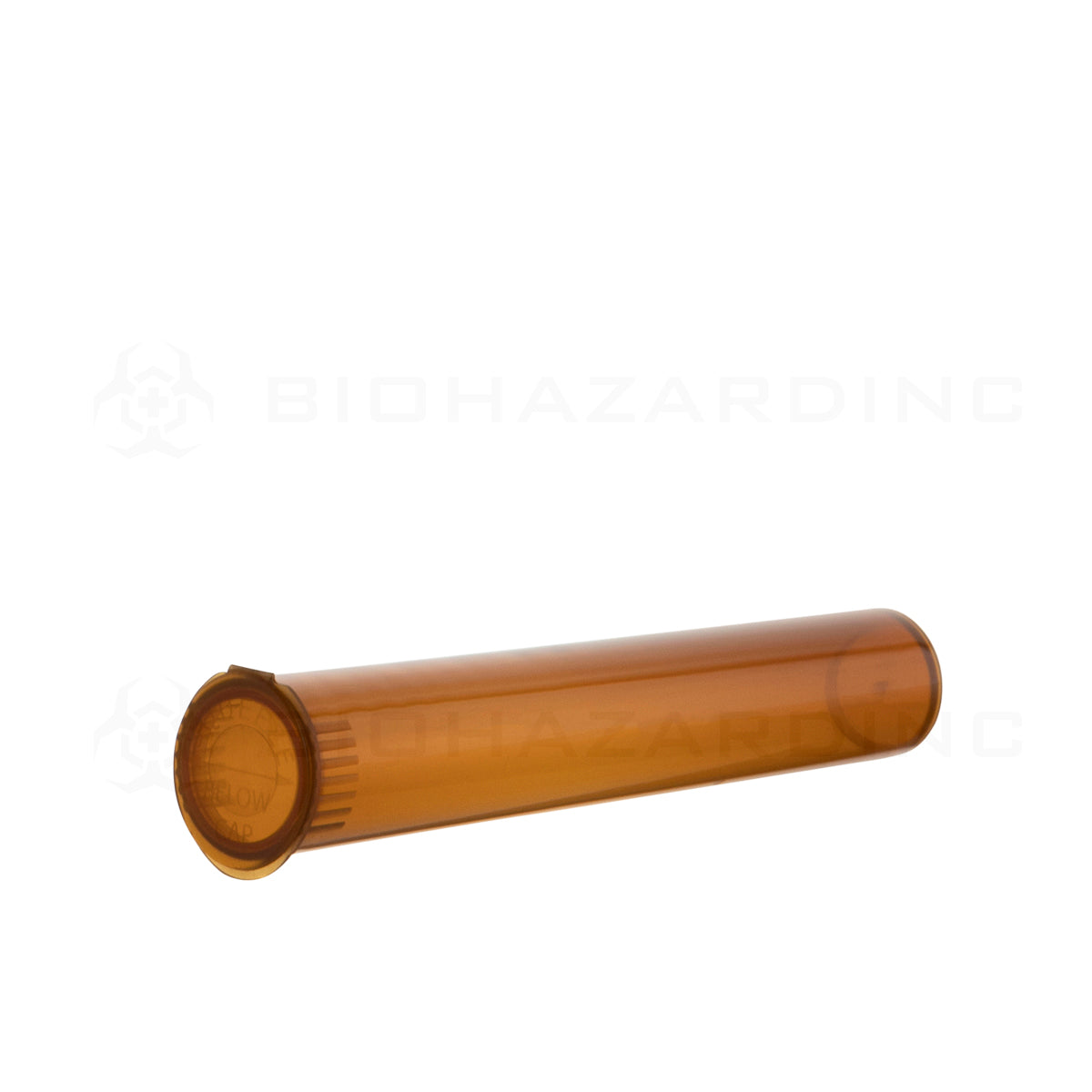 Child Resistant | Pop Top Pre-Roll Plastic Tubes | 116mm - Amber - 1000 Count Child Resistant Joint Tube Biohazard Inc