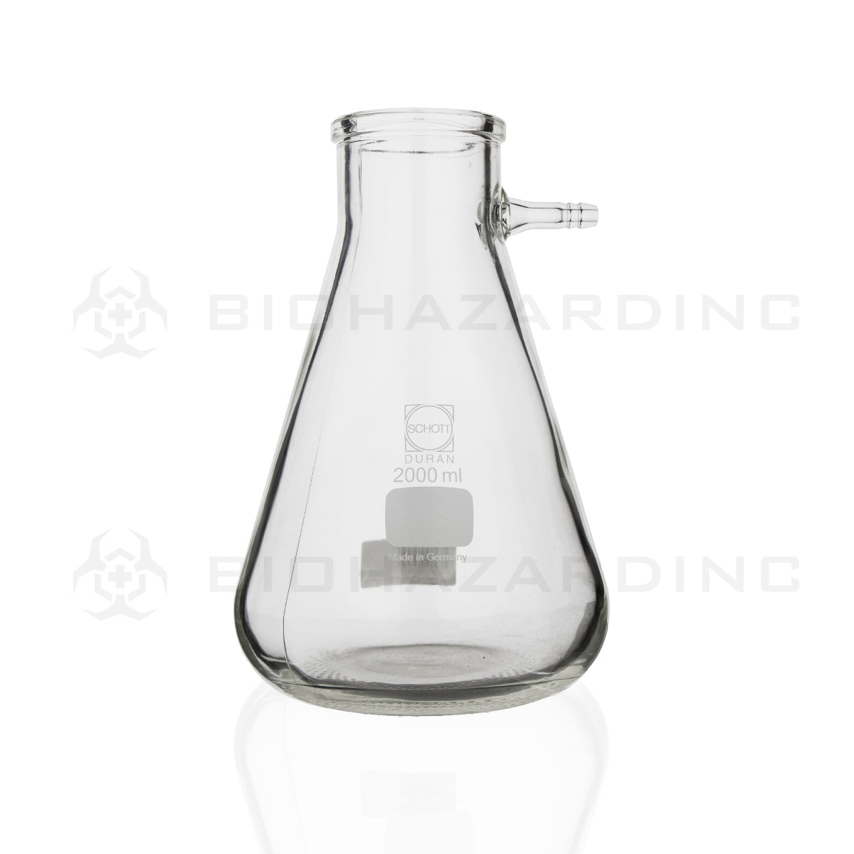 Schott DURAN® | Filtering Flask - Erlenmeyer Shape w/ Glass Hose | 2,000mL Filtering Flask Bottle Schott Duran