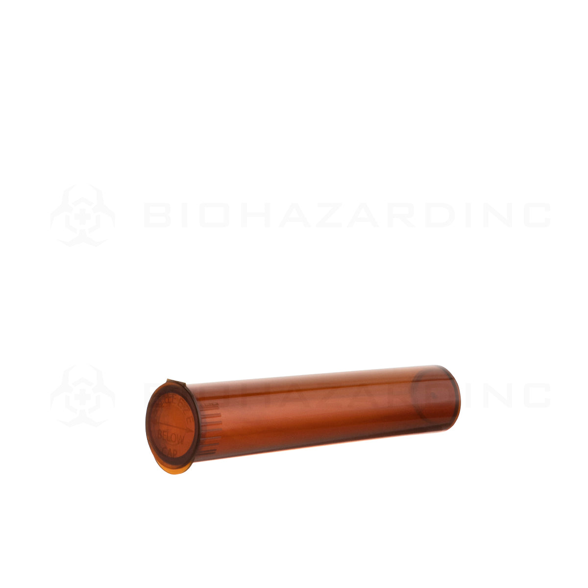 Child Resistant | Pop Top Translucent Plastic Pre-Roll Tubes | 95mm - Amber - 1000 Count Child Resistant Joint Tube Biohazard Inc   