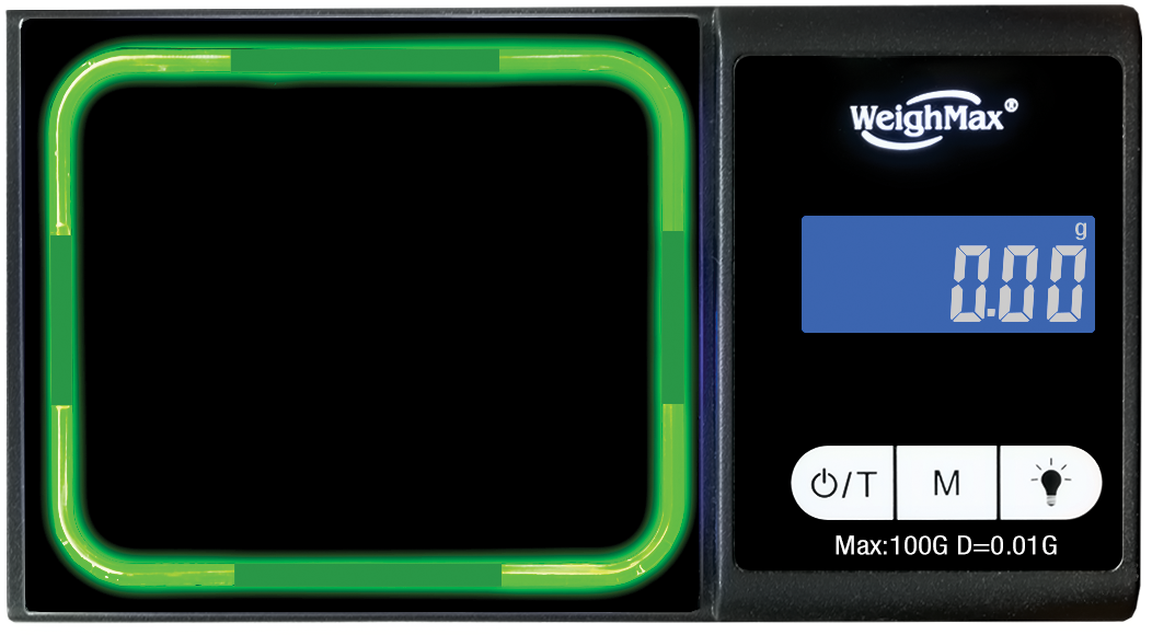 WeighMax | Luminx Digital Scale | 100g Capacity - 0.01g Readability - Various Colors Scale Biohazard Inc Green