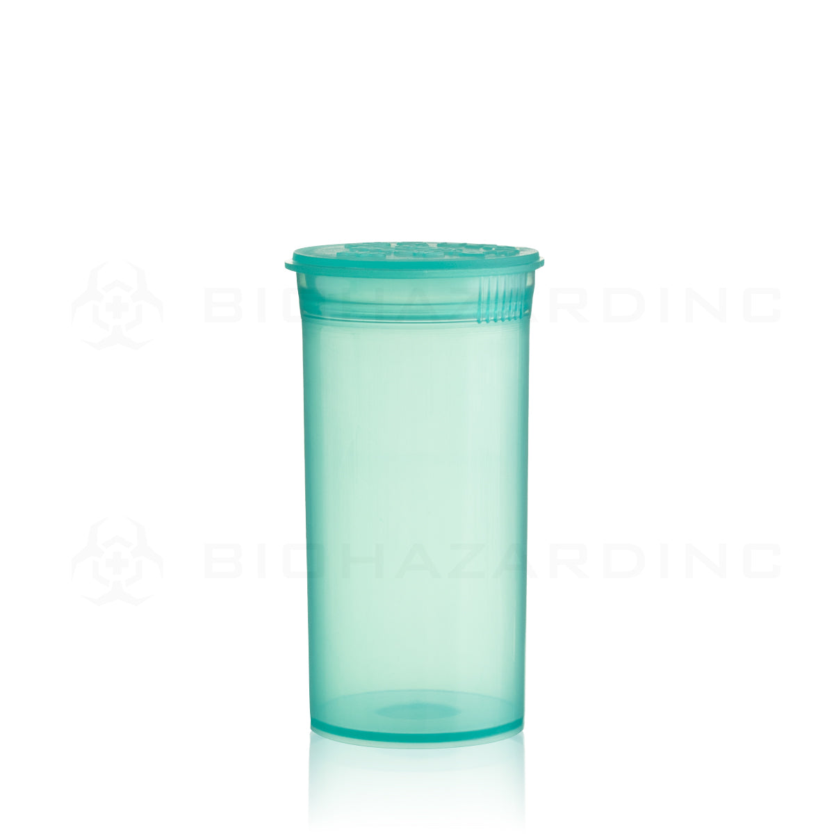 Plastic Pop Top Bottles | 13 Dram - 2 Grams - 315 Count - Various Colors Pop Top Bottle Biohazard Inc Transparent Turquoise