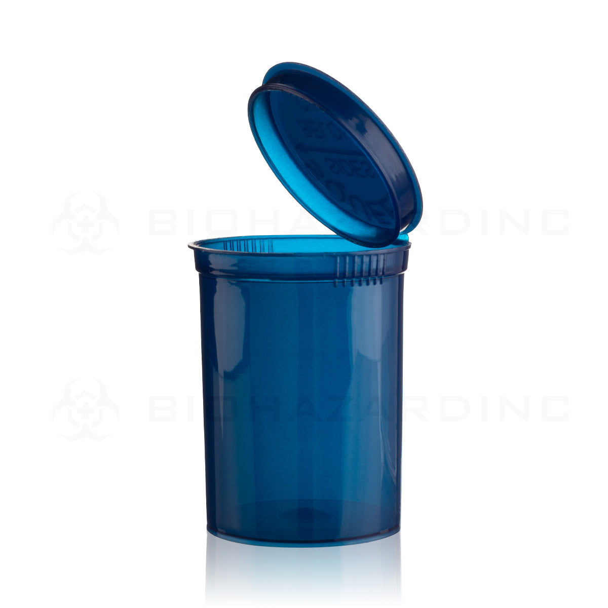 Plastic Pop Top Bottles | 30 Dram - 7 Grams - 160 Count - Various Colors Pop Top Bottle Biohazard Inc Transparent Blue  