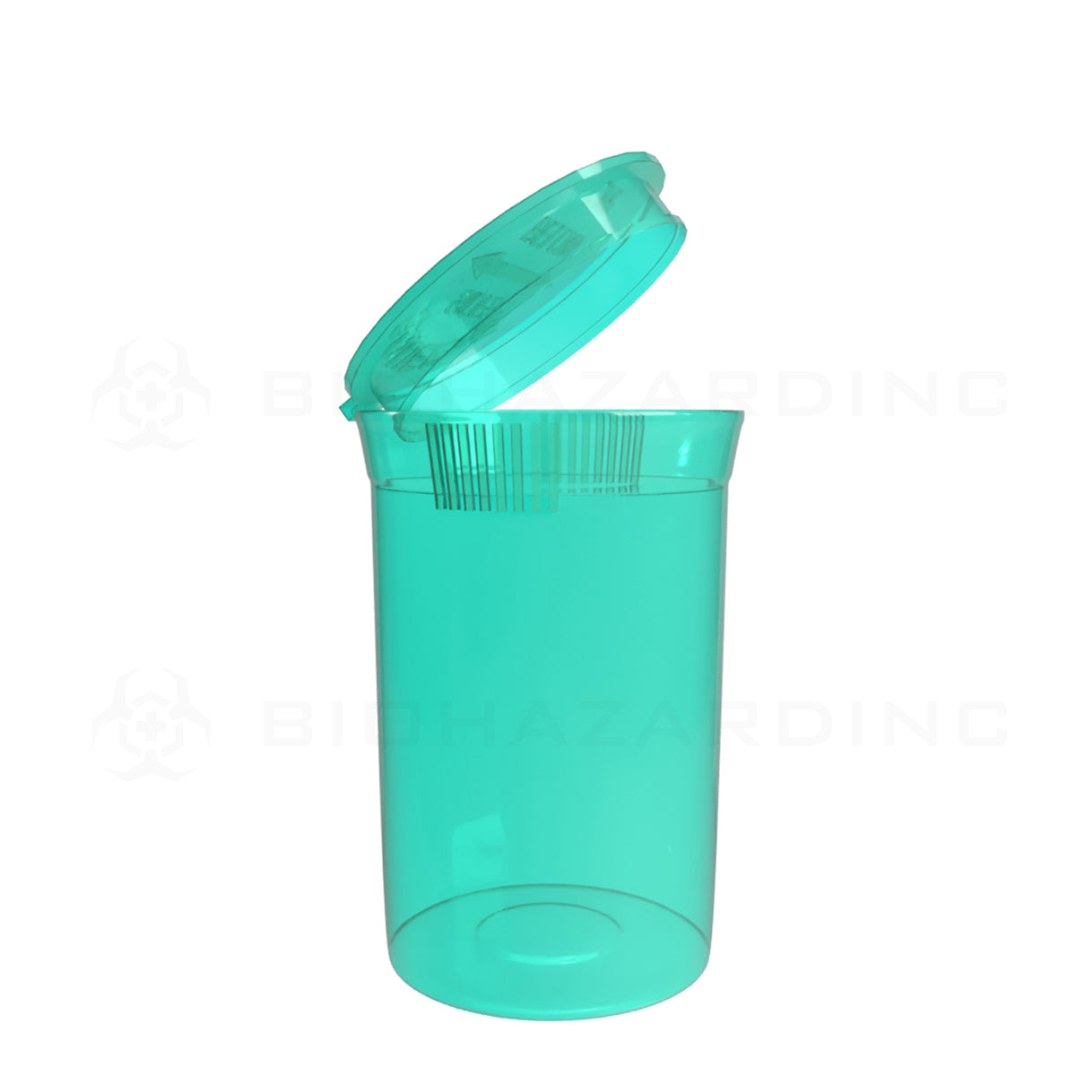 Plastic Pop Top Bottles | 30 Dram - 7 Grams - 160 Count - Various Colors Pop Top Bottle Biohazard Inc Transparent Turquoise  
