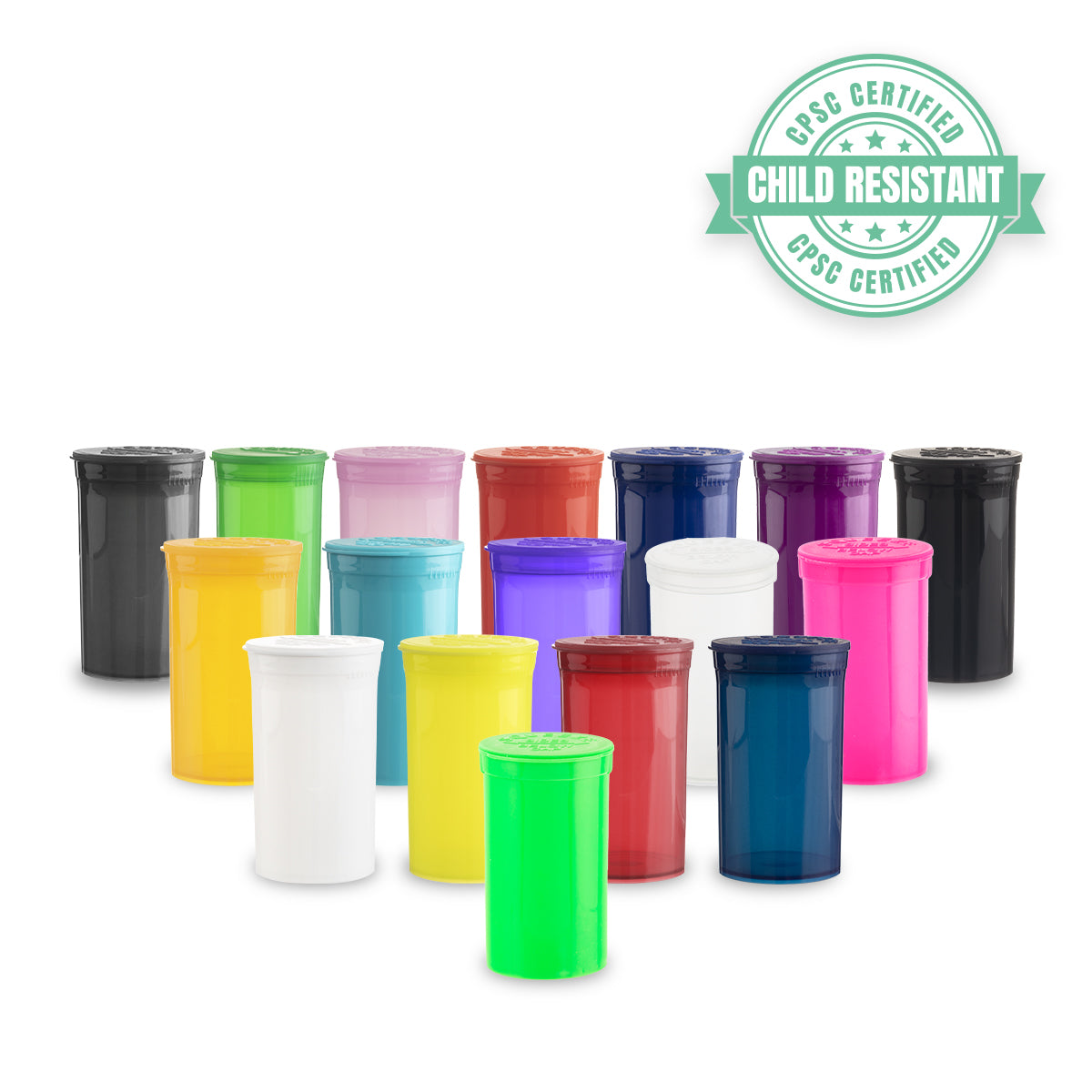 Child Resistant | PHILIPS RX™ Various Colors Pop Top Bottles | 19dr - 3.5g - 225 Count Child Resistant Pop Top Bottle Philips RX