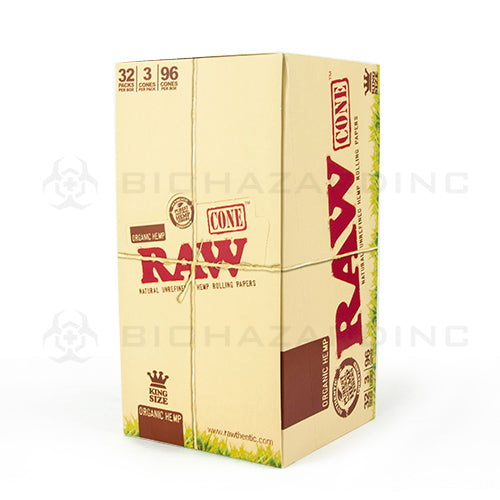 Raw® | Wholesale Organic Pre-Rolled Cones King Size | 110mm - Unbleached Brown - Various Counts Cones Raw 32 Count - 3/Pack