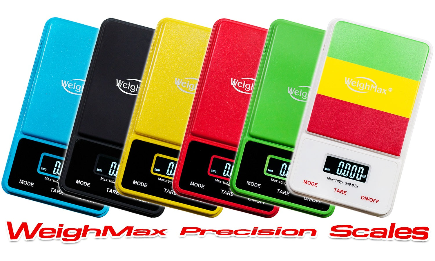 WeighMax | NJ-100 Digital Scale | 100g Capacity - 0.01g Readability - Various Colors Scale Biohazard Inc