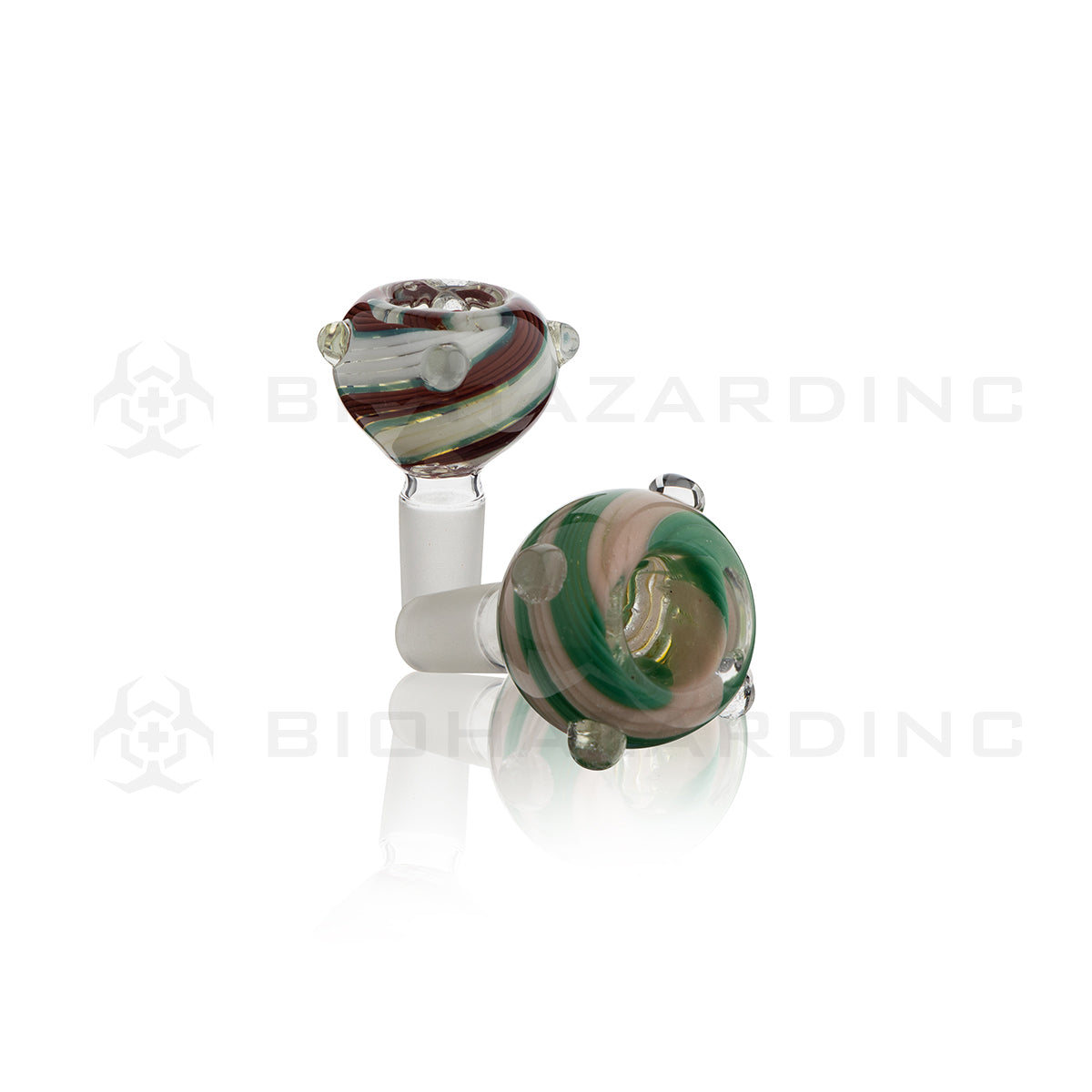 Bowl | Candy Cane Swirl Frit Bowl | 14mm - Assorted Colors 5 Count Glass Bowl Biohazard Inc   