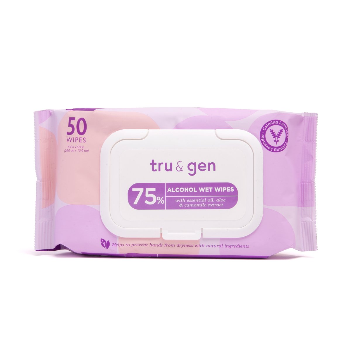 Tru & Gen | 75% Alcohol Wet Wipes | 50 Wipes - Calming Lavender Alcohol Wipes Biohazard Inc