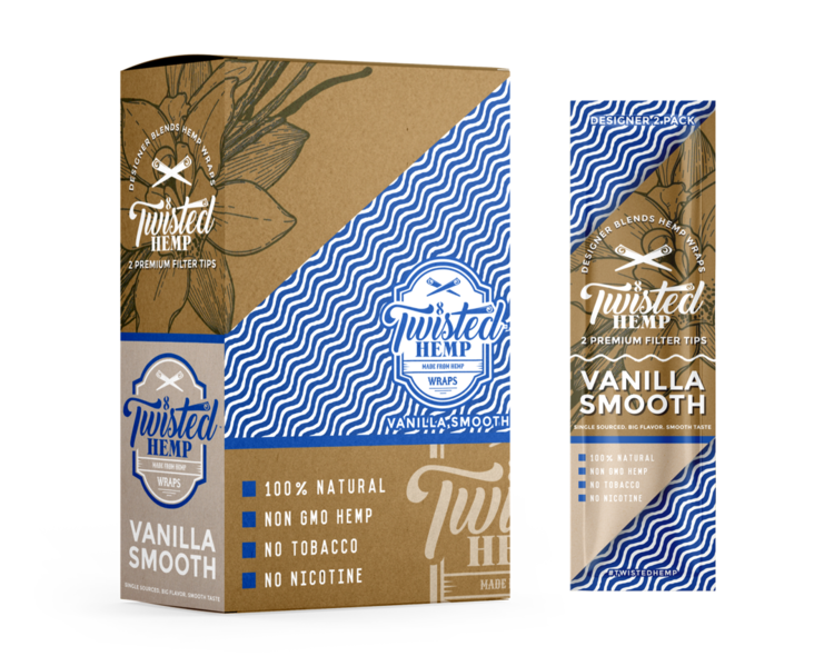 Twisted Hemp™ | Hemp Blunt Wraps w/ Tips | 100mm - Smooth Vanilla - 15 Count Hemp Wraps Twisted Hemp