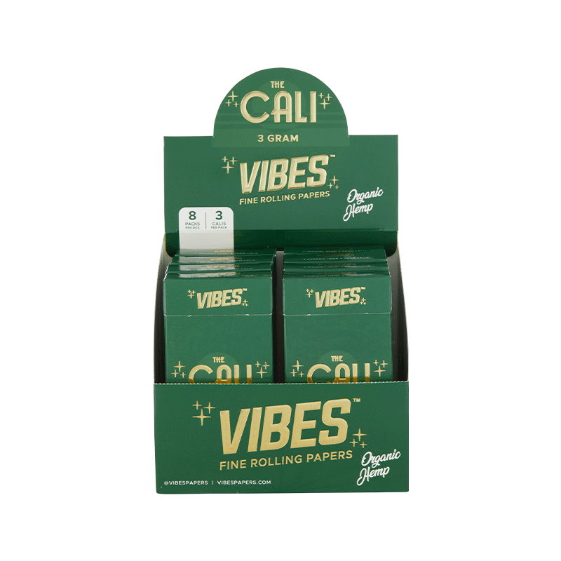 VIBES® | The CALI 3 Gram Pre-Rolled Cones | 110mm - Organic Hemp - 8 Count Pre-Rolled Cones Vibes