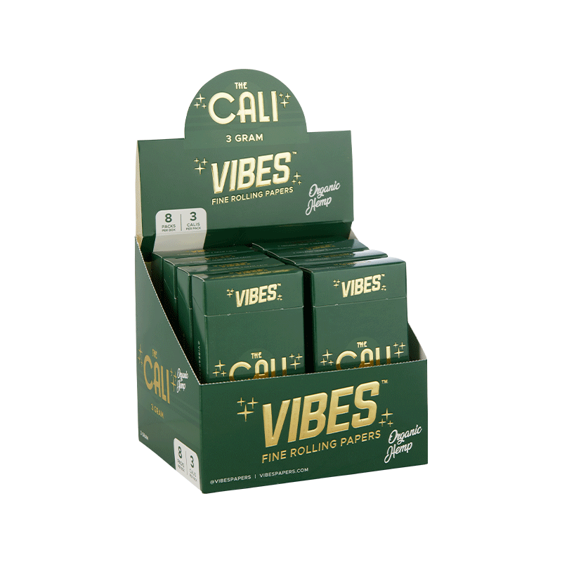 VIBES® | The CALI 3 Gram Pre-Rolled Cones | 110mm - Organic Hemp - 8 Count Pre-Rolled Cones Vibes
