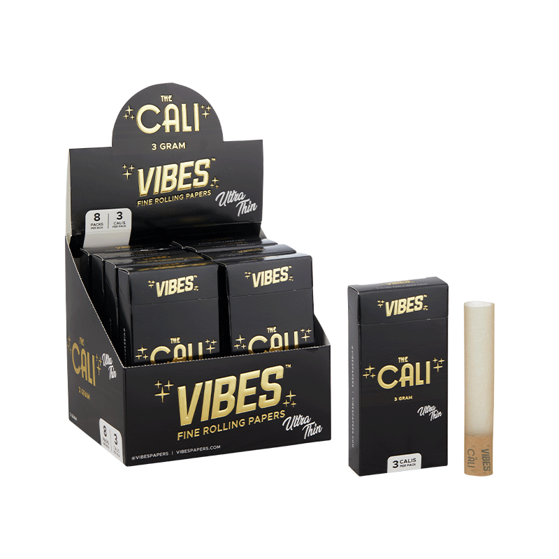 VIBES® | The CALI 3 Gram Pre-Rolled Cones | 110mm - Ultra Thin - 8 Count Pre-Rolled Cones Vibes