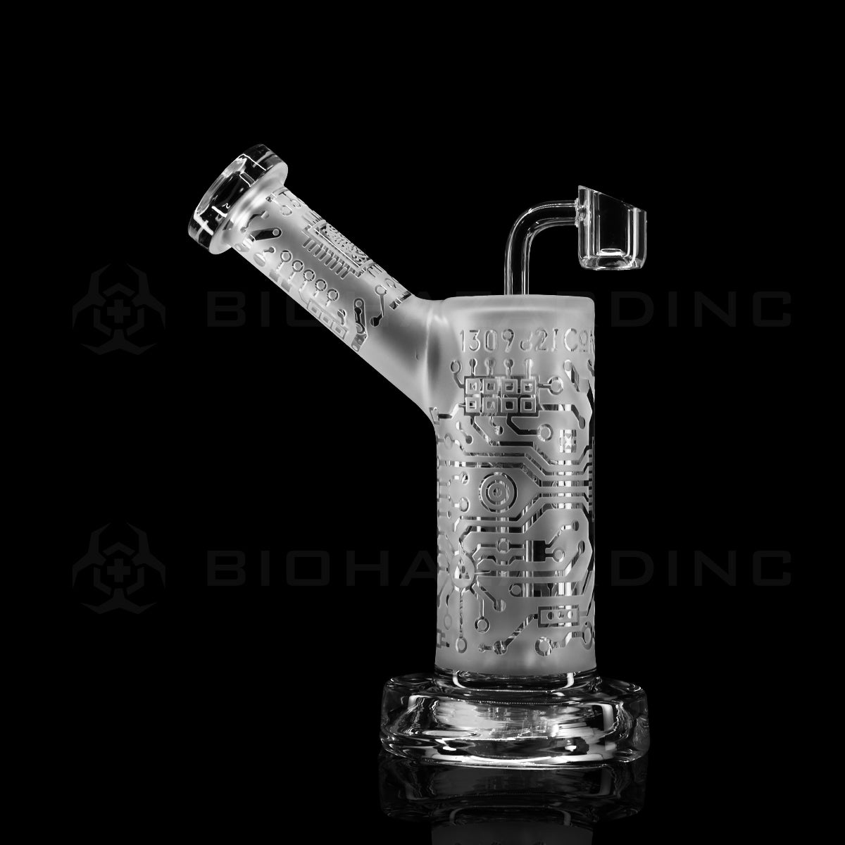 Dab Rig | Deep Etched Banger Hanger w/ Thick Base | 7" - Micro Chip Design Glass Dab Rig Biohazard Inc