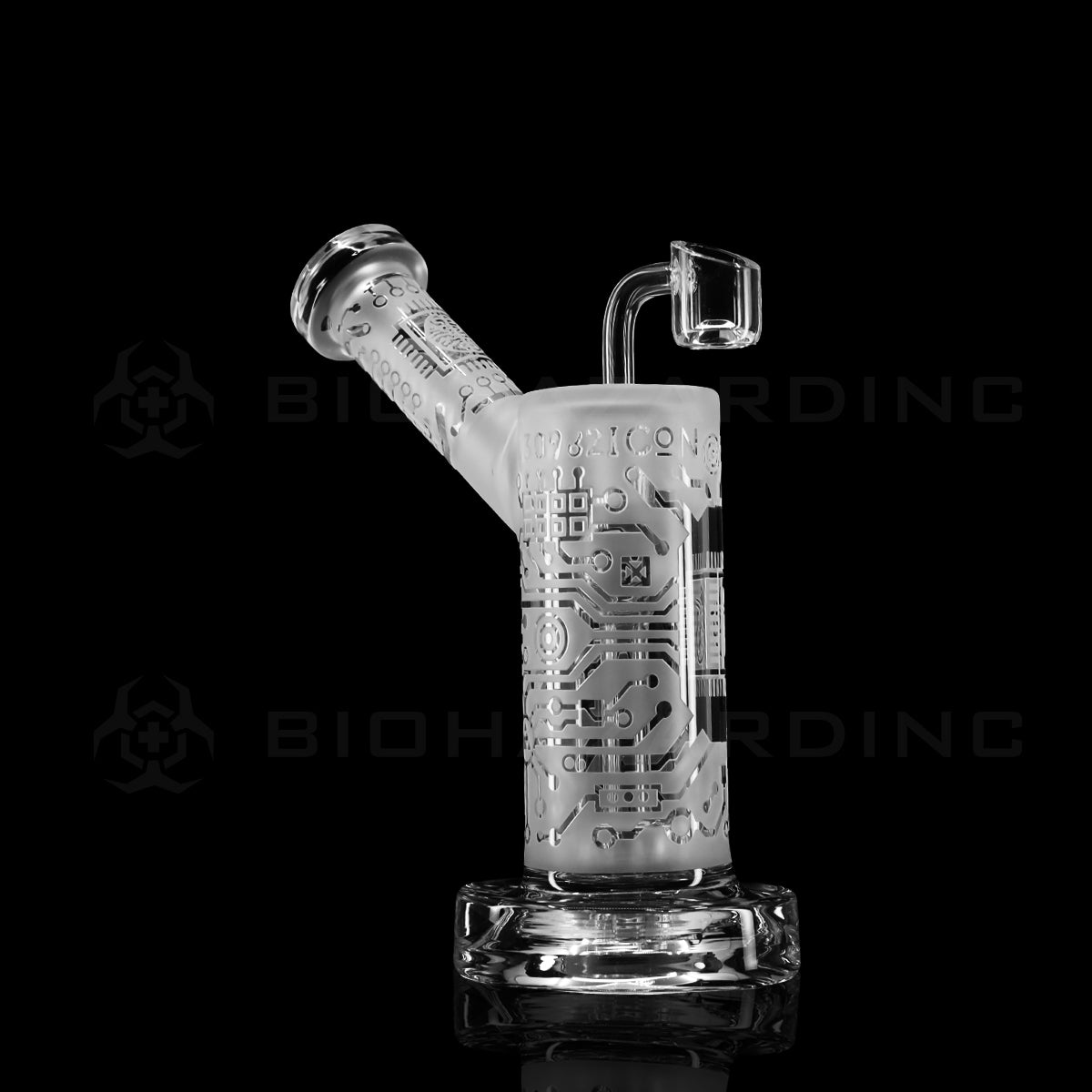Dab Rig | Deep Etched Banger Hanger w/ Thick Base | 7" - Micro Chip Design Glass Dab Rig Biohazard Inc