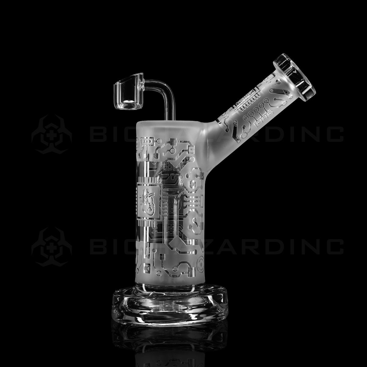 Dab Rig | Deep Etched Banger Hanger w/ Thick Base | 7" - Micro Chip Design Glass Dab Rig Biohazard Inc