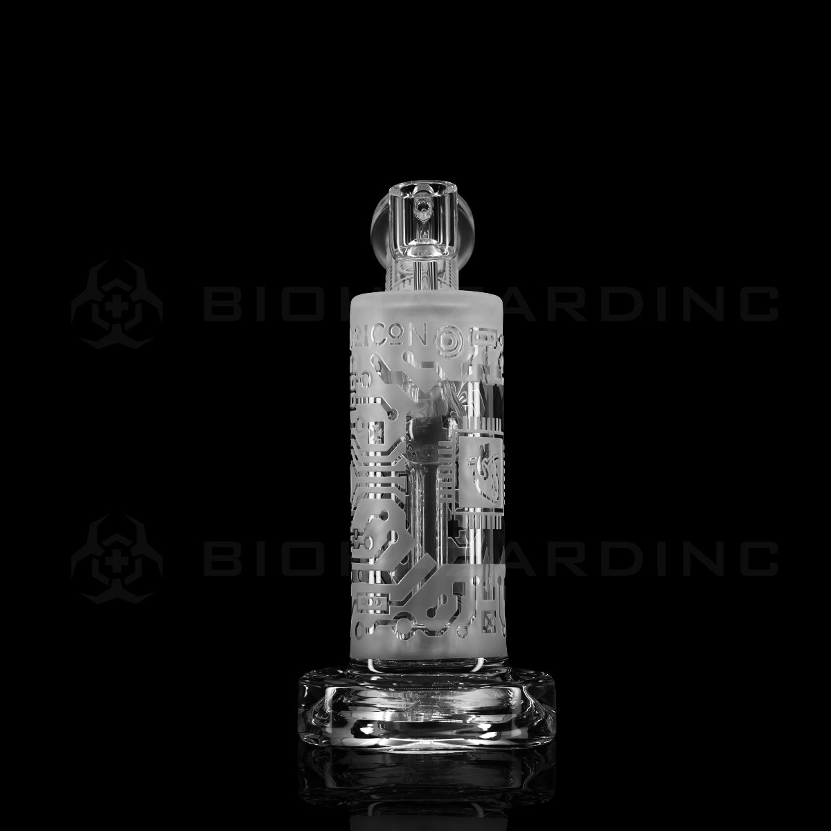 Dab Rig | Deep Etched Banger Hanger w/ Thick Base | 7" - Micro Chip Design Glass Dab Rig Biohazard Inc