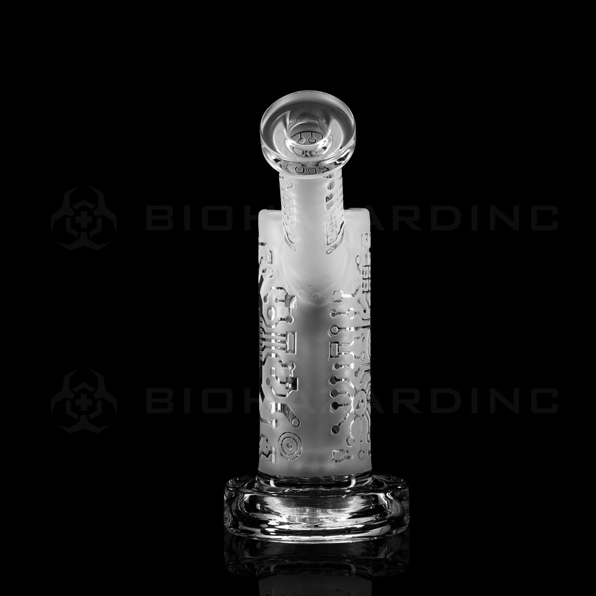 Dab Rig | Deep Etched Banger Hanger w/ Thick Base | 7" - Micro Chip Design Glass Dab Rig Biohazard Inc
