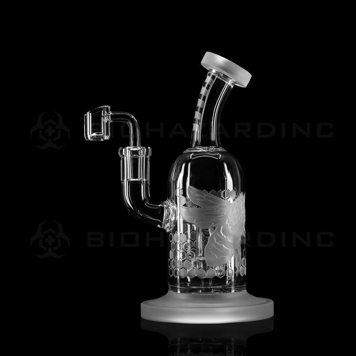 Dab Rig | Deep Etched Hanger Banger | 8" - Killer Bee Design Glass Dab Rig Biohazard Inc