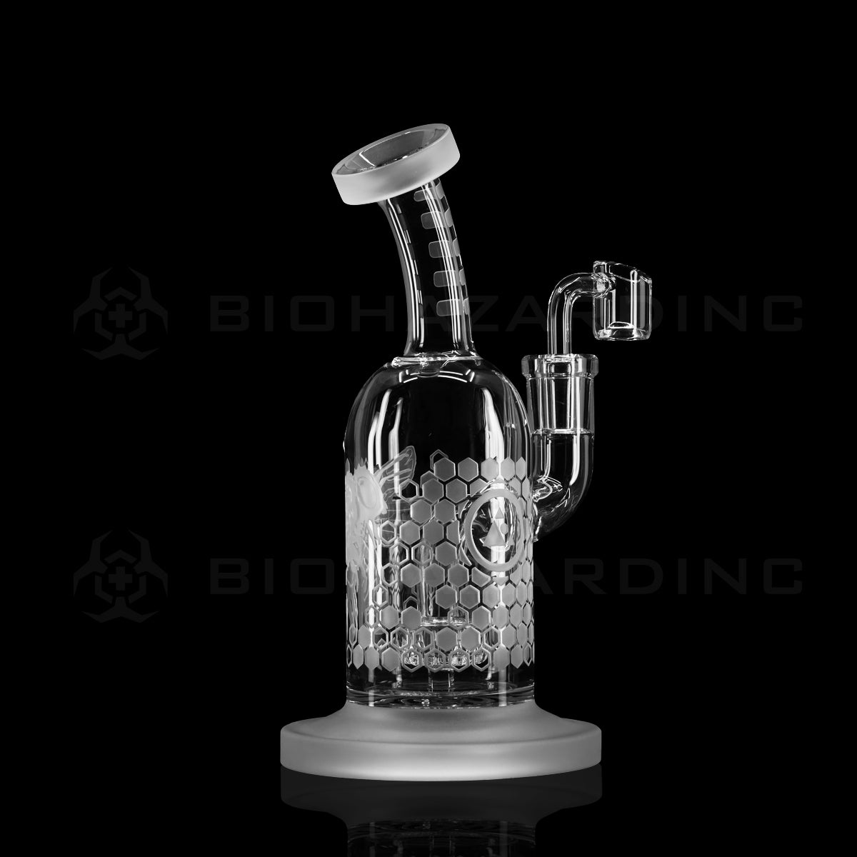 Dab Rig | Deep Etched Hanger Banger | 8" - Killer Bee Design Glass Dab Rig Biohazard Inc