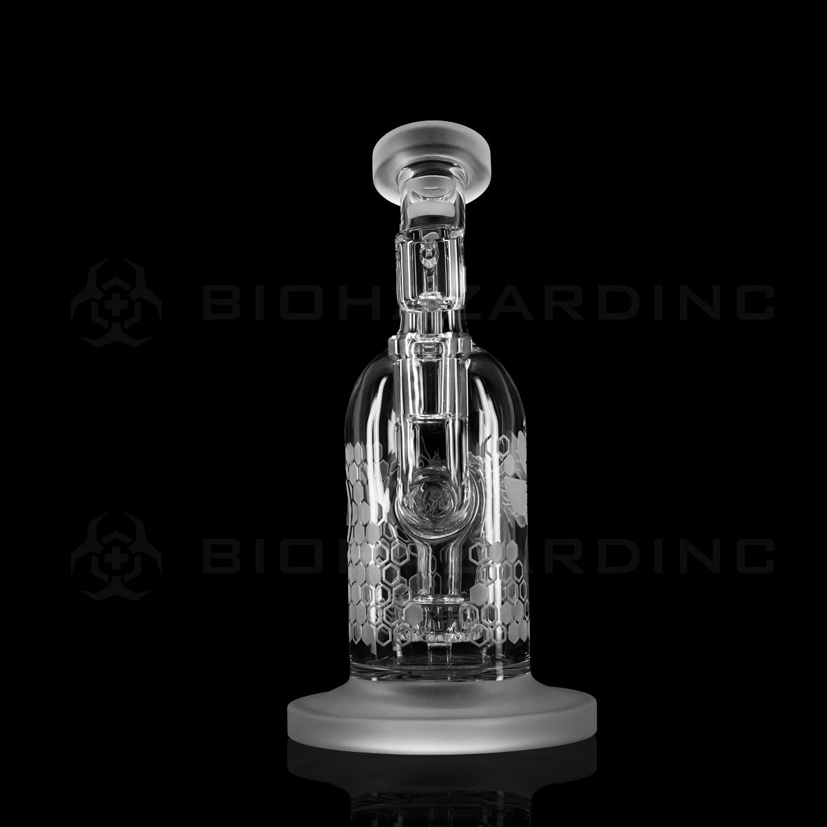 Dab Rig | Deep Etched Hanger Banger | 8" - Killer Bee Design Glass Dab Rig Biohazard Inc