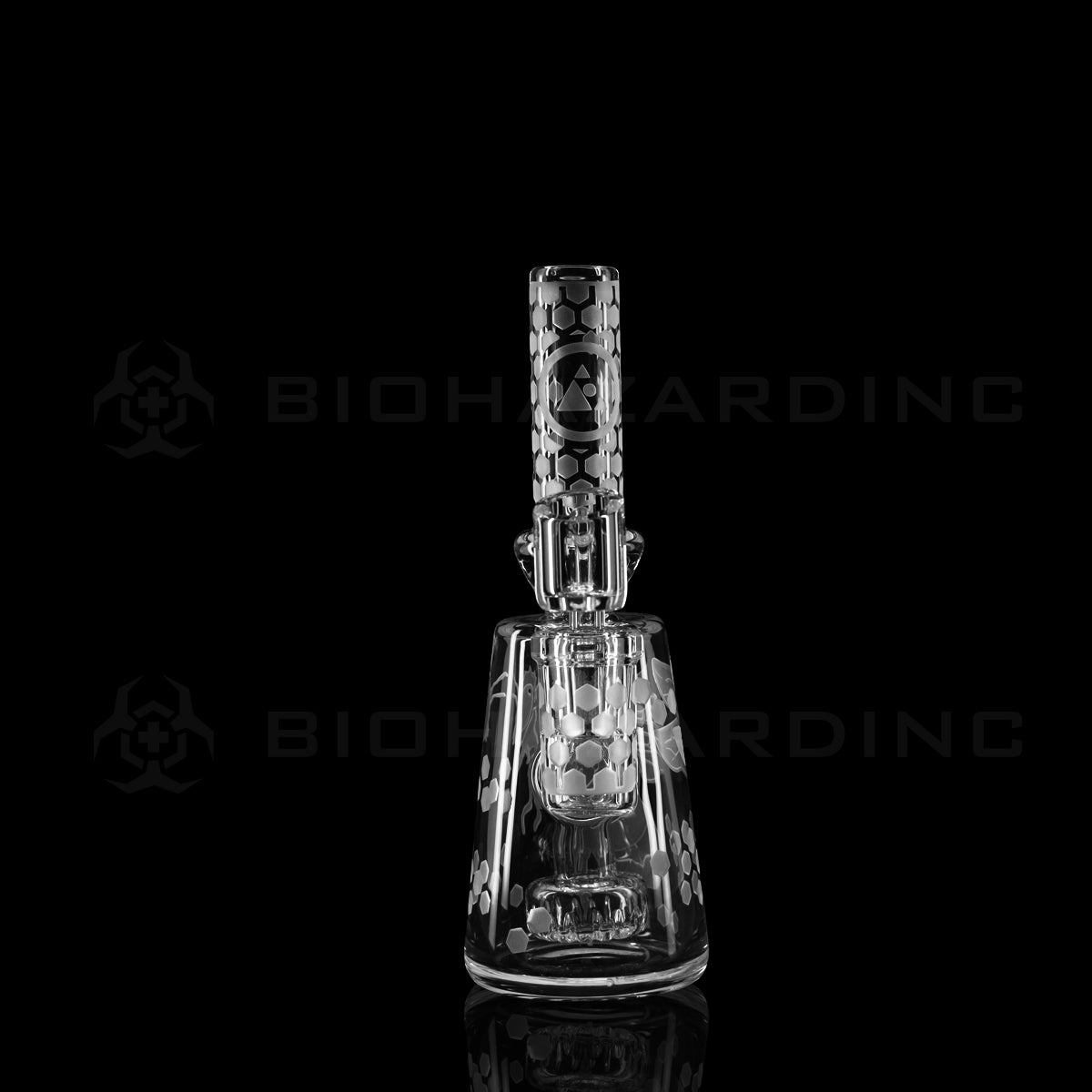 Dab Rig | Deep Etched Banger Hanger | 7" - Bee Honeycomb Design Glass Dab Rig Biohazard Inc