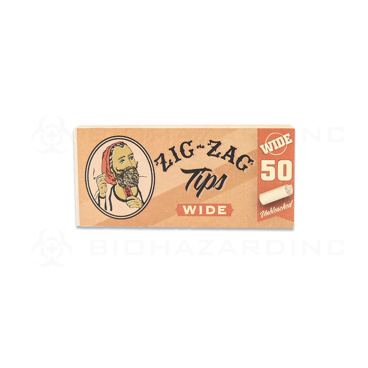 Zig-Zag® | 'Retail Display' Wide Unbleached Rolling Tips | 50 Count Paper Tips Zig Zag