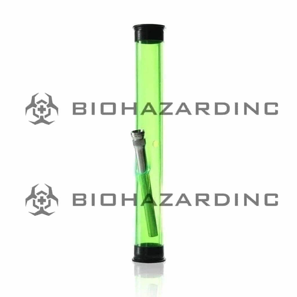 Acrylic | Traveler Straight Water Pipe | 8" Slide - Assorted Colors - 10 Pack Acrylic Bong Biohazard Inc   