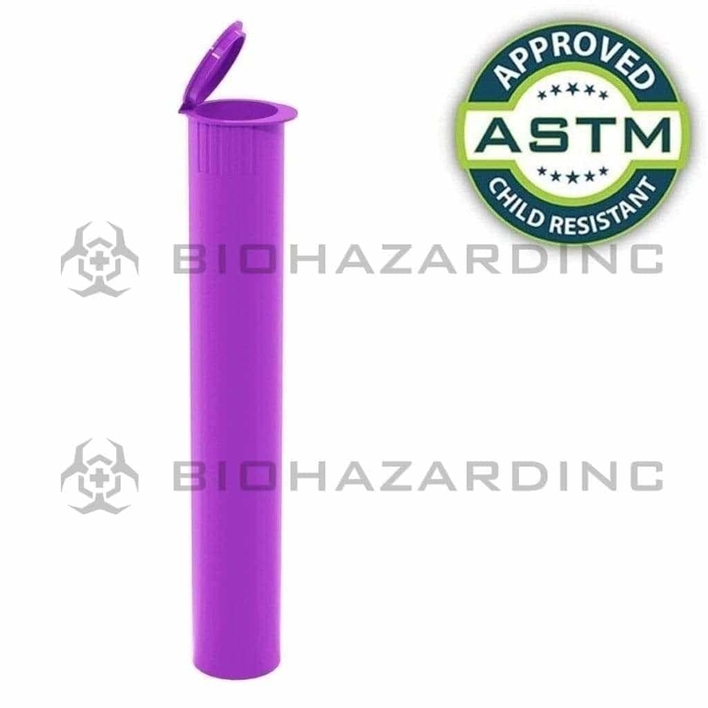 Child Resistant | Pop Top Pre-Roll Plastic Tubes | 116mm - Opaque Purple - 1000 Count Child Resistant Joint Tube Biohazard Inc   