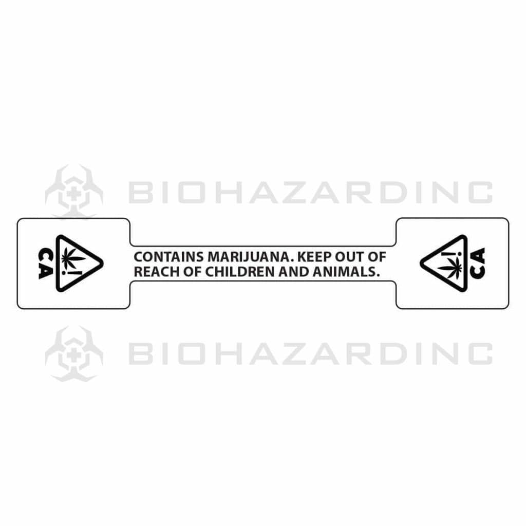 California | CA State Tamper Evident Labels | .5in X 4in - 1000 Count Compliance Labels Biohazard Inc
