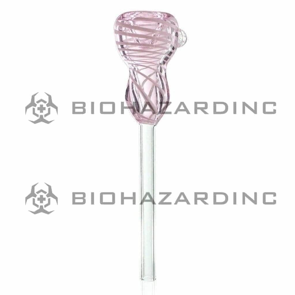 Wrap & Rake | Slider Bowl w/ White Swirl | 4" - 9mm - Pink Glass Bowl Biohazard Inc   