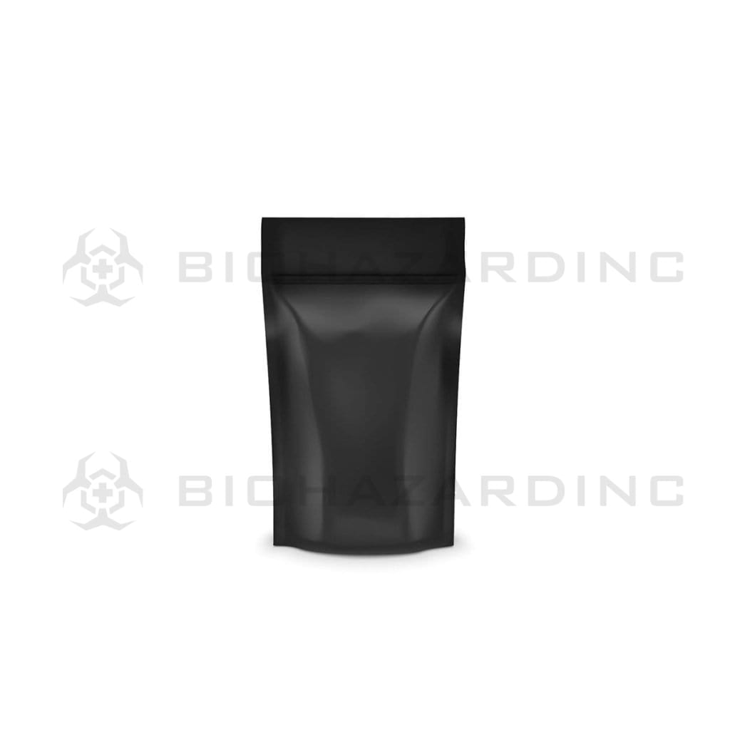 Tamper Evident | Glossy Black Mylar Bags - Various Sizes Mylar Bag Biohazard Inc 3.5g - 1/8oz - 1000 Count - Tear Notch  