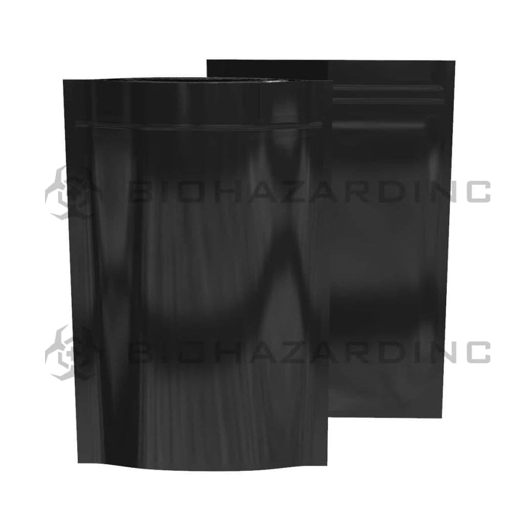 Tamper Evident | Glossy Black Mylar Bags - Various Sizes Mylar Bag Biohazard Inc 28g - 1oz - 1000 Count - No Tear Notch  