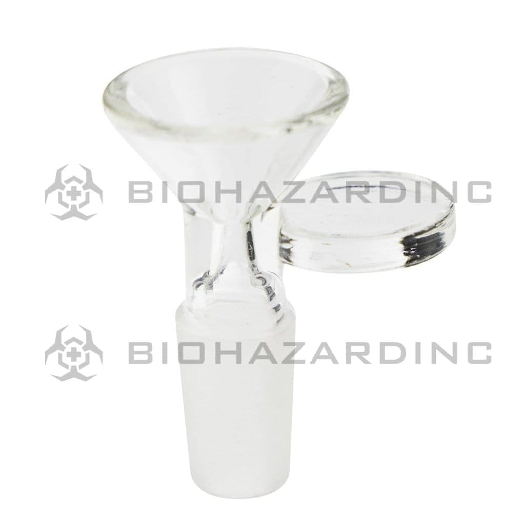 Bowl | Funnel Bowl w/ Flat Side Handle | 14mm - Clear Glass Bowl Biohazard Inc   