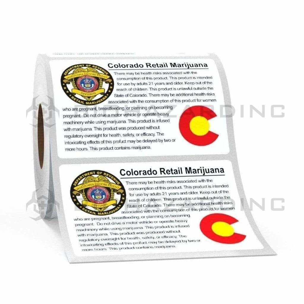 Colorado | CO Compliant Labels - Retail Marijuana | 3in x 2in - Rectangle - 1000 Count Compliance Labels Biohazard Inc   
