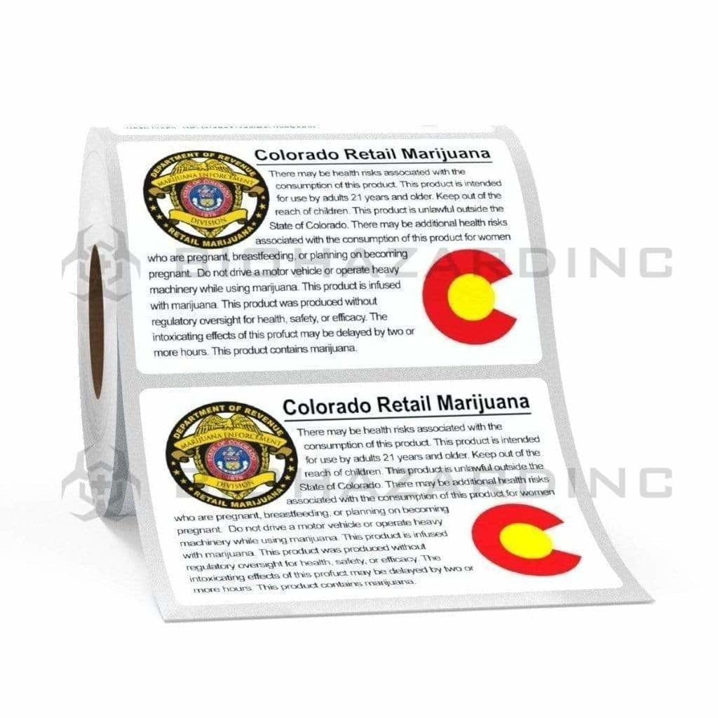 Colorado | CO Compliant Labels - Retail Marijuana | 3in x 2in - Rectangle - 1000 Count Compliance Labels Biohazard Inc