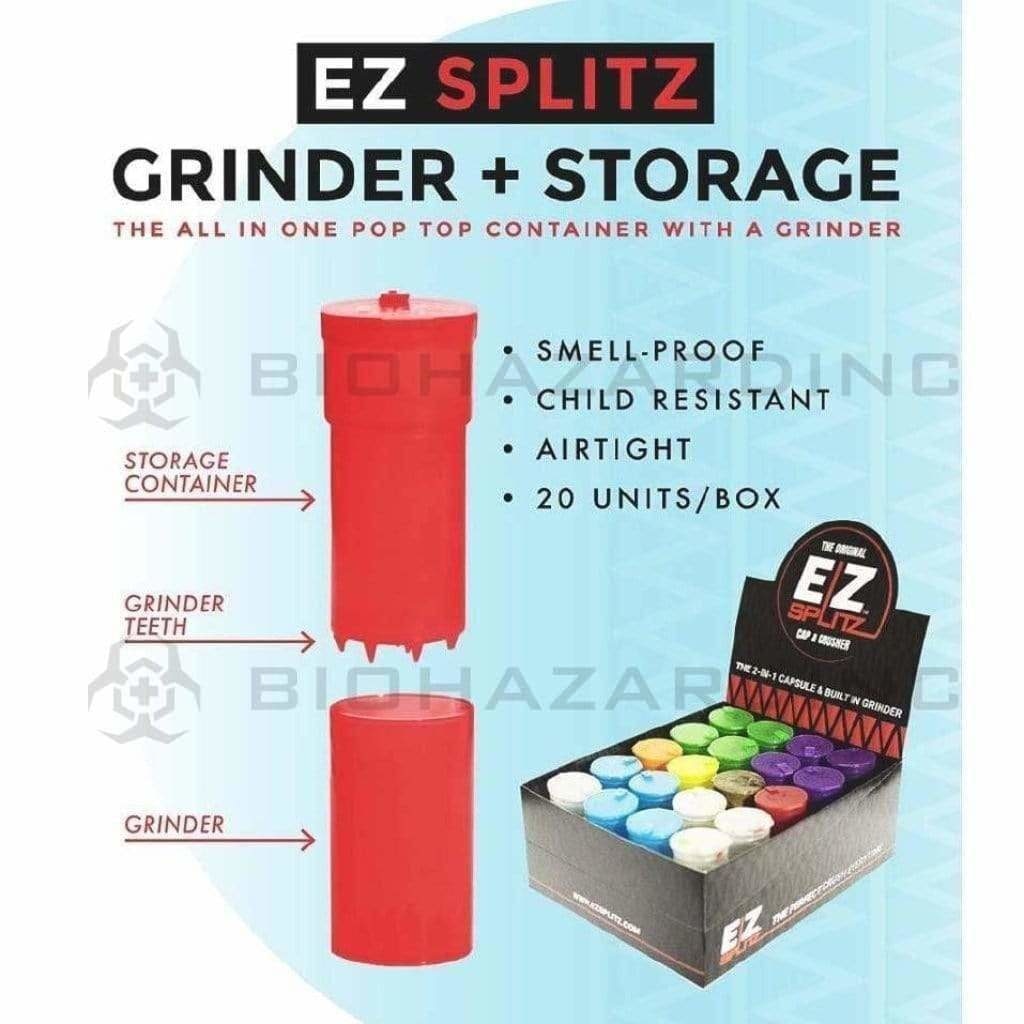 EZ Splitz | Cap & Crusher Pop Top Bottle + Built-in Grinder | 3.5 Grams - 20 Count Grinder EZ Splitz